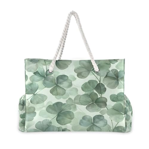 Beach Bag - Large Tote Bags for Women Leaves Green Splash Ink Shoulder Bags Zipper Waterproof Sandproof for Travel Gym Swim Daily2