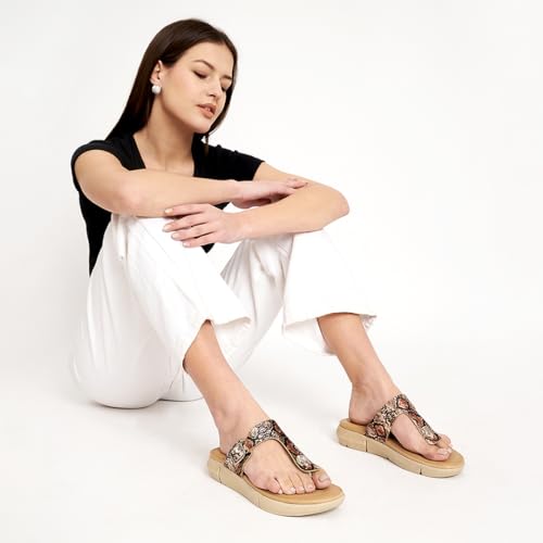Image of KazarMax Amelia Lightweight | Cushioned | Bounce Back | Floral Printed Flat Thong Sandals For Women