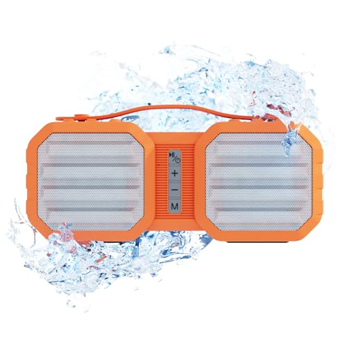 Image of Portable Bluetooth Speaker, Outdoor Water-Resistant, FM Radio, TF Card, USB | Rechargeable Battery w / 7HR Playtime; 10W, Aux Input, 33FT Wireless Range, Built-In Mic for Calls, Rugged Strap, Phone Stand