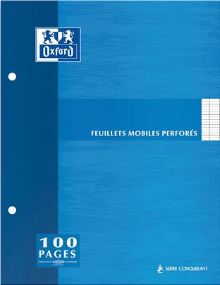 Oxford 100105458 Hole-Punched Notepad 100 Pages A4 210 x 297 mm-Large Square-Ruled 80 g Blue