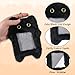 Tweruna Black Cartoon Plush Photocard Holder Keychain, Cute Cartoon Cat Photo Card Holder Keychain, Soft Plush Photo Card Holder for ID Card Cover Photo Protective Bag Pendant Decor