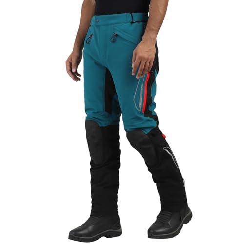 Image of Royal Enfield ADVENTURER XT RIDING TROUSER| CE level 2 armor at knee & hip | High abrasion resistance 610 D cordura fabric | Superfabric at Knees | Waistband adjusters | TEAL 38 inch