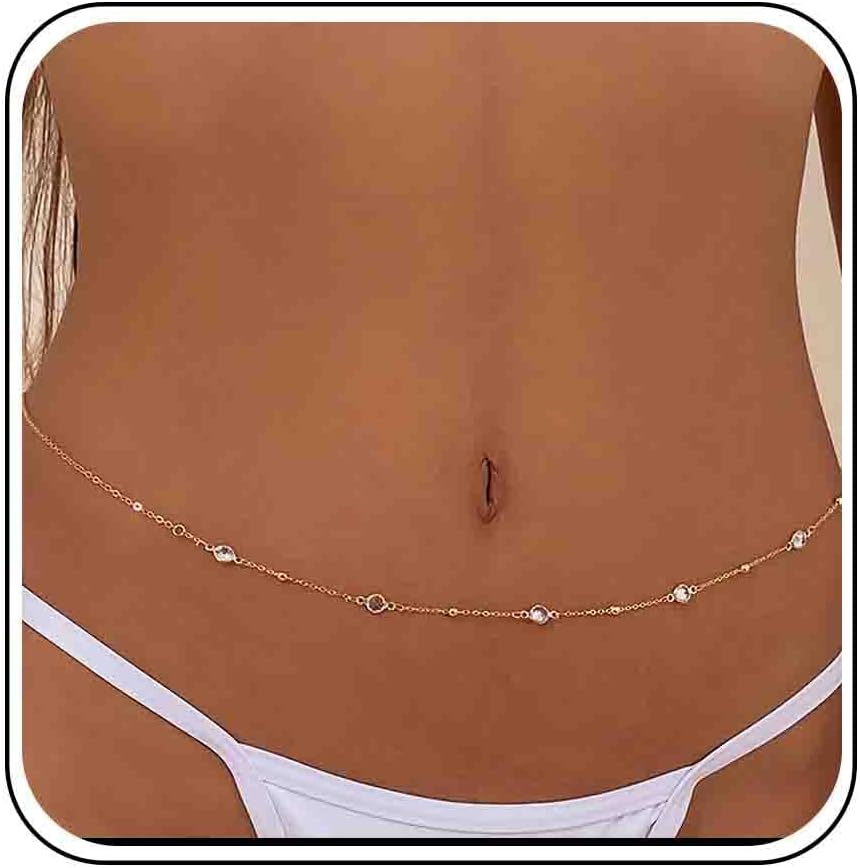 Boho Gold Waist Chain Silver Waist Chain Crystal Belly Chain Rhinestone Waist Chain Belt Summer Beach Crystal Body Chain Jewelry for Women Sexy Bikini Accessories