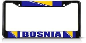 Bosnia War Flag License Plate Frame Set | 2-Pack Metal Insert Design | Weatherproof Car Accessory