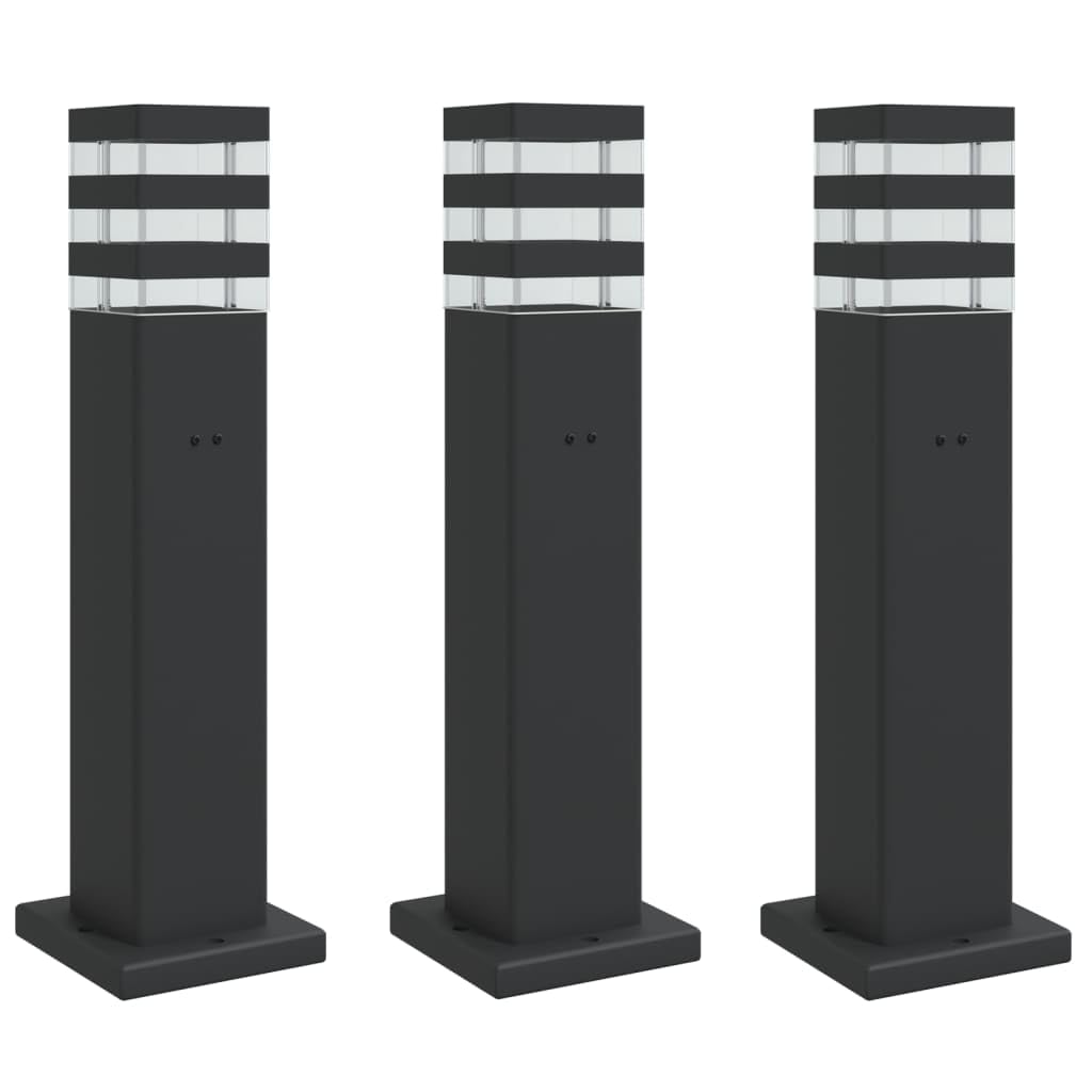 Lampy podłogowe zewnętrzne z wtyczką 3 szt. Aluminium Czarny 50 cm