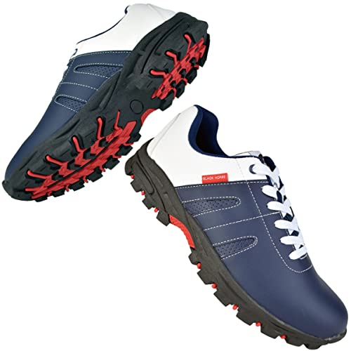 [Black Horse] BH-105 防水機能付 ゴルフシューズ スパイクレス 4cm×4時間防水機能付 防滑ソール メンズ ウォーキング 2色(ブラック,ネイビー) (ネイビー, 26.5cm) 1枚目