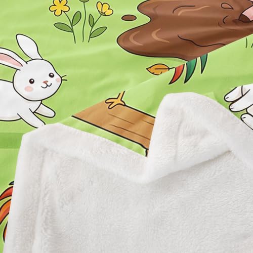 Image of Feelyou Kids Farmhouse Fleece Blankets Children Boys Girls Cartoon Animal Print Throw Blanket Lovely Rabbits Sheep Horse Blanket Luxury Soft for Chair Office Plush Blankets 50 inchx60 inch