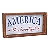Patriotic tiered tray decor america the beautiful decorative block sign wood frame embossed metal decoration for 4th of july memorial day americana home decor for shelves mantel  urban country home decor