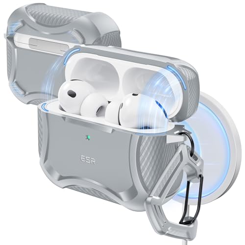 Image of ESR for AirPods Pro 3 Case (2025), Compatible with Airpods Pro 3rd Generation (USB-C Cable), Magnetic Lid, MagSafe Ready, Powerful Drop Protection, Cyber Series, Gray