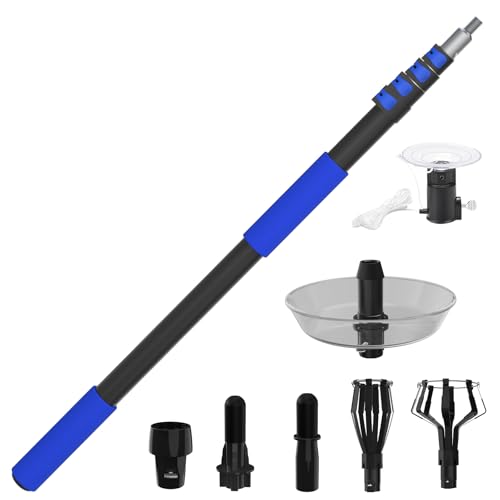 SKGPOLE 26FT Reach Light Bulb Changer for High Ceilings with Telescopic Extension Pole, 5-20Foot Light Bulb Extension Pole Changer with Baskets and Suction Cup for High Ceilings and Recessed Lights