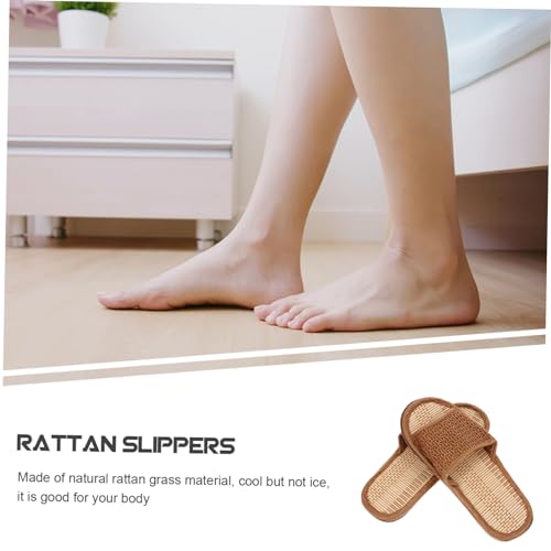 Women Rattan Woven House Slippers Lightweight Linen Slippers Indoor House Slipper Summer Beach Shoes3