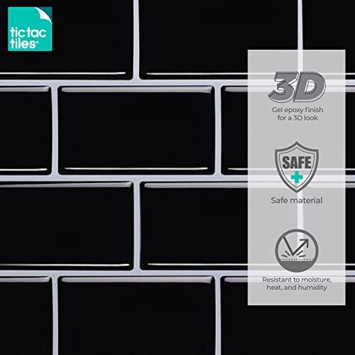Tic Tac Tiles 10-Sheets Peel And Stick Tiles In Subway Designs (Subway Black) #TOP6