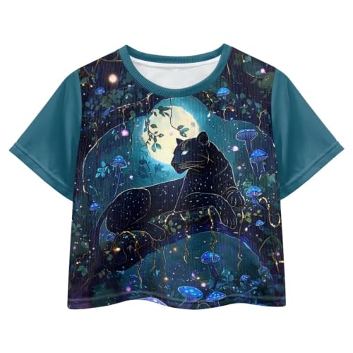 Image of Cute Crop Tops for Girls Short Sleeve Summer T Shirts Fashion Graphic Tees Crew Neck Pullover Tee 5-14 Years