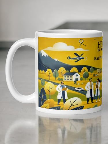 Image of Better Gift Flowers Doctor's Day Yellow Mug, Round Shaped Multicolor Themed Coffee Mugs, Mug for Gifting, Gifting Items for Family, Friends & Closed Ones