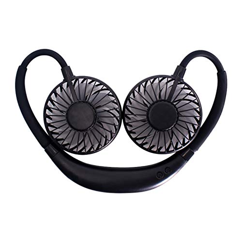 Hands-Free Neckband Fan,Hand Free Personal Fan,Headphone Design Wearable Portable USB Rechargeable Neckband Mini Fan (3 Speeds, 5-10 Working Hours) (Black)