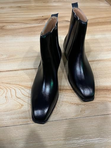 Image of LOZANO Italian Cut Classic Leather Chelsea Boots for Men | High Ankle Cuban Heel Square Toe Zip Closure Cushioned Insole Boot