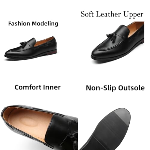 Men's Slip-On Soft Leather Tassels Loafers Fashion Casual Flats Moccasin Shoes for Business Formal Work Office Dress Penny Shoes3