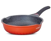 INTIGNIS Bratpfanne Anti-Scratch Glasdeckel - 28cm / 30 cm tiefe Sauteuse, deutsche Greblon Steinbeschichtung - Induktionspfanne chemiefrei (Orange, 28) – Ansicht 9
