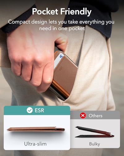 Image of ESR Magnetic Wallet, Compatible with MagSafe Wallet with Adjustable Stand, for iPhone 17e /17 /16 /15 /14 /13 /12 Series, Not for iPhone 13 /12 mini, 3 Card Holder, Vegan Leather, Brown