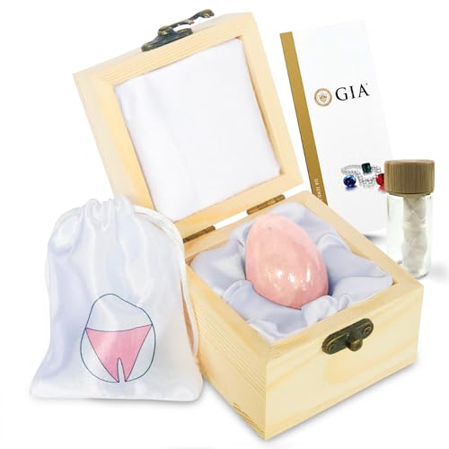 Sacred Weapon GIA Certified Rose Quartz Kegel Egg Pelvic Floor Exerciser for Women | Menopause Postpartum & Prolapse Support | Natural Crystal Yoni Egg with String & Guide