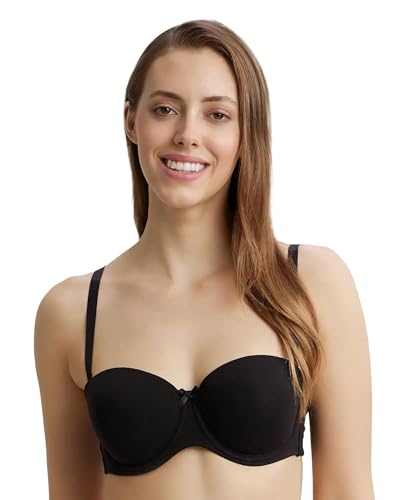 Image of Jockey FE52 Women's Under-Wired Padded Super Combed Cotton Elastane Stretch Full Coverage Multiway Styling Strapless Bra with Ultra-Grip Support Band