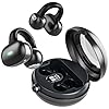 Bluetooth 5.4 Clip On Headphones, 40H Playtime Wireless Stereo Earbuds with LED Digital Display, Lightweight Stylish Open Ear Buds for Daily Use, Commuting and Travel Relax