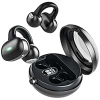 Bluetooth 5.4 Clip On Headphones, 40H Playtime Wireless Stereo Earbuds with LED Digital Display, Lightweight Stylish Open Ear Buds for Daily Use, Commuting and Travel Relax