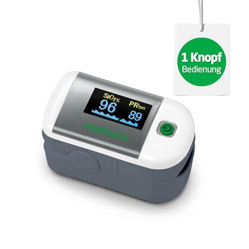 Medisana PM 100 Pulsoximeter Fingeroximeter zur Messung der Sauerstoffsättigung im Blut Pulsmesser mit OLED-Display und One-Touch Bedienung