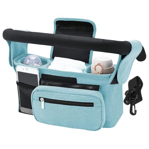 ベビーカー収納バッグ、ベビーカーバッグオーガナイザー - ビスタ大容量ベビーカーバッグ ベビーカーバッグアタッチメント,ポータブルベビーカーポーチ ボトル、カップ、おむつ、おしりふき用ベビーカーアクセサリーバッグ