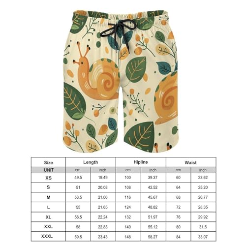 Men's Swim Trunks Quick Dry Board Shorts with Pockets Beach Shorts Green Little Snail Bathing Suits for Men2