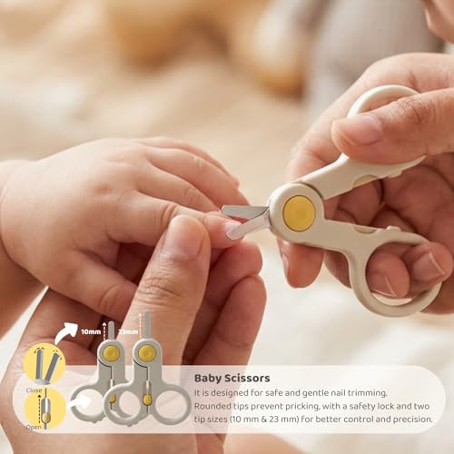 Image of Haus & Kinder Baby Grooming Kit | 5 in 1 Newborn Care Set with Nail Clipper, Scissors, File & Tweezer | Safe Stainless Steel & BPA-Free | TinyTrims