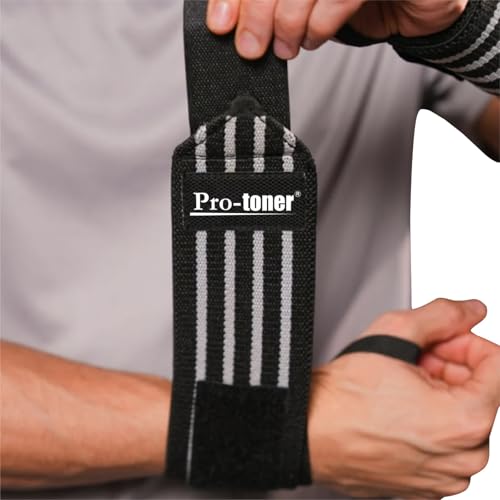 Image of Pro-toner Multipurpose Wrist Support Strap, Adjustable Weightlifting Wrist Wrap for Gym Training (Black grey)