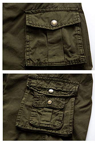 HHGKED Men's Twill Cargo Shorts (Army Green, 40)