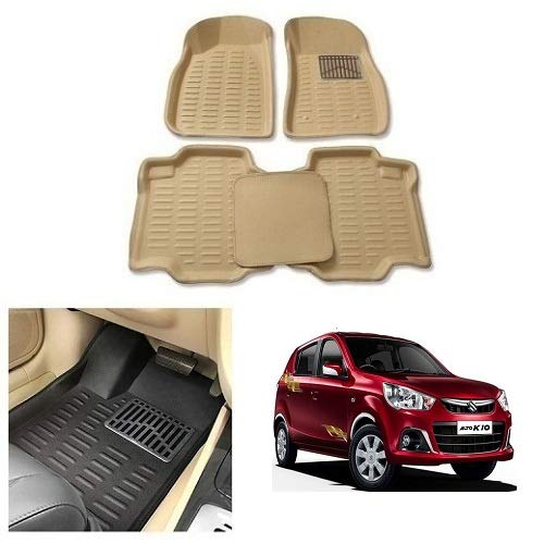 After Cars Cream Carpet Floor/Foot 4D Mats for Maruti Suzuki Alto K10