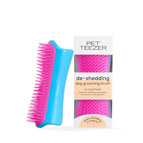 Tangle Teezer Grande Pet Teezer - Spazzola per Cani Animali Domestici Taglia Grande - Spazzola per toelettatura a secco o durante il bagno - Rimuove il pelo in eccesso dei cani - Blu e Rosa