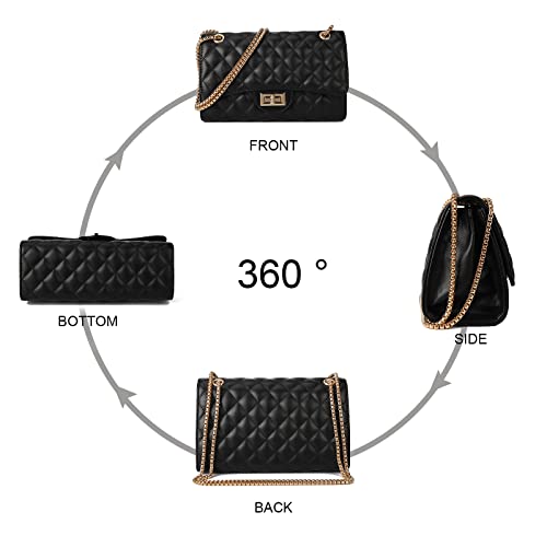 Image of Gladdon Quilted Crossbody Purse for Women Trendy Shoulder Bags | Stylish Shoulder Purse,Quilted Pattern,Structured bag,Chain Strap,Spacious Enough,Casual and Dressy Outfits,Any Occasion