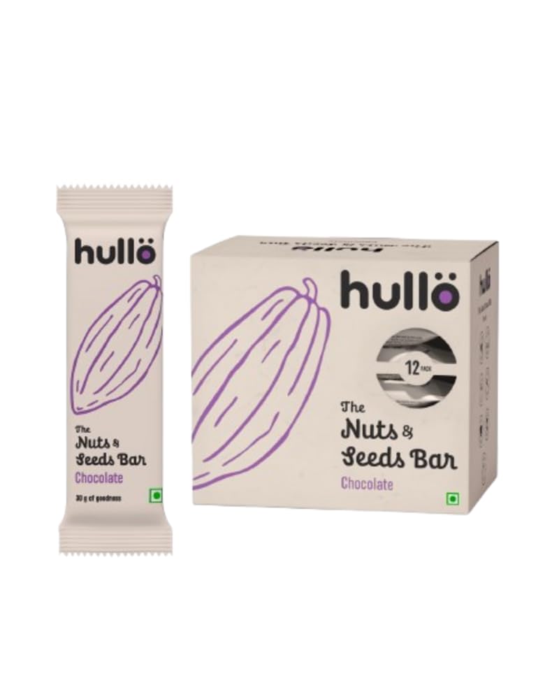 Hullo Nuts & Seeds Bar - Chocolate (6 x 30g Pack) | Dairy Free & Healthy Chocolate Snack Bars for Kids & Adults with No Added Sugar & No Preservatives | Energy Snack Bar for Gym, Travel & School — Amazon image 10