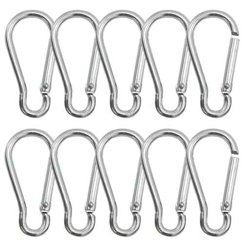 GeekerChip Set di 10 Moschettoni,Moschettone in Lega di Alluminio,76 * 6mm,Clip Gancio a Molla Fibbia Appesa,Portante sicuro 120 kg,per amache,campeggio,pesca,tende da sole