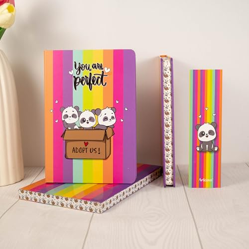 Image of Hardbound Diary Notebook A5 with Cover & Bookmark 192 Pages 80 GSM | Journal | Diary for Men | Gift for Mother (Panda)