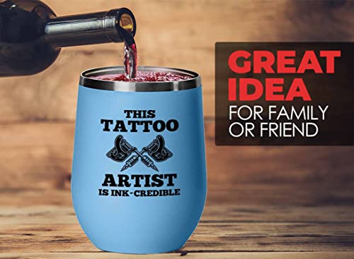 Tattoo Artist Blue Wine Tumbler 12oz - Ink-Credible - Gifts for My Tattoo Artist Tattoos Tats Tattooing Skin Design Professional