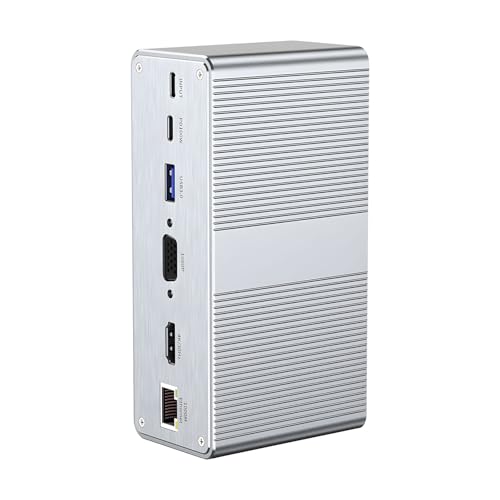 Ranuw 13 en 1 USB C Dock de aluminio, soporta dos pantallas, 100 W, carga rápida, transferencia de datos de 5 Gbps para ordenador, concentrador USB con Ethernet