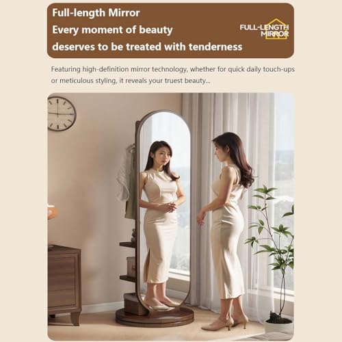 Espejo de pie para dormitorio y sala de estar con perchero de madera maciza 2 en 1 4