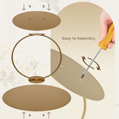 NWK 12inch to 4inch 2 Piece Gold Metal Tired Floating Cake Stand Spacer Round Decorating Display Riser Pastry Holder for Wedding Birthday Anniversary Party for Centerpiece for Dessert Table (12inch) - Image 6