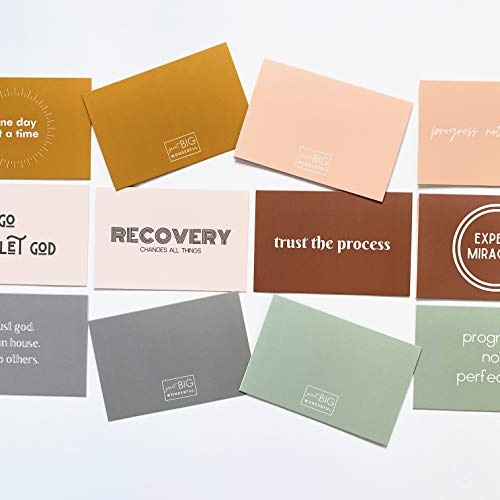 Image of Sobriety & Recovery Encouragement Assorted Card Pack - Pack of 24 - Anniversary, Congratulations, Spirituality Cards - 2 of Each with Envelopes, Positivity Cards