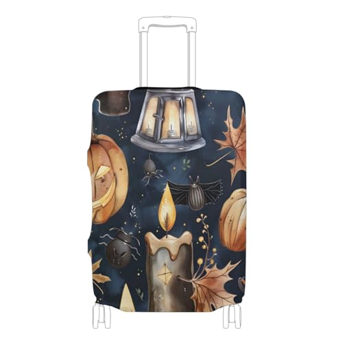 senya Travel Luggage Cover Suitcase Protector Halloween Candle Pumpkin Leaves Washable Baggage Covers Fits 22-24 Inch Luggage