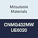 Mitsubishi Materials CNMG432MW UE6020 CVD Coated Carbide CN Type Negative Turning Insert with Hole, Rhombic 80?, 0.5" IC, 0.187" Thick, 0.031" Corner Radius, MW Breaker with Wiper (Pack of 10)