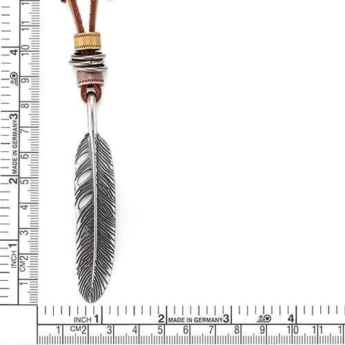 COOLSTEELANDBEYOND Retro Style Feather Pendant Unisex Necklace for Mens Womens with Adjustable Leather Cord - Image 5
