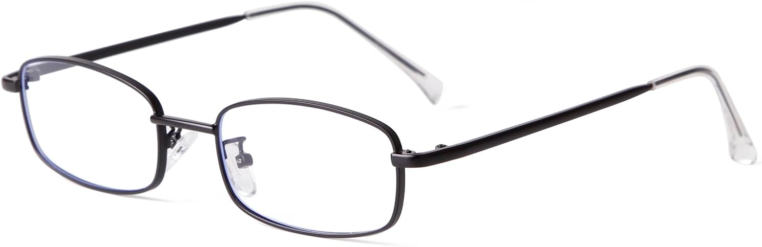 ADE WU Fashion Glasses for Woman Men, Y2k Rectangle Blue Light Glasses 90s Metal Gold Silver Black Fake Glasses