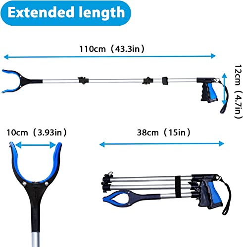 Grabber Reacher Tool 2 Pack 32+43 Inch, Extra Long Pickup Aids, Foldable And Lightweight Handy Trash Claw For Elderly, Reaching Assist Tool For Trash Pick Up, Litter Picker, Arm Extension Tools #TOP1