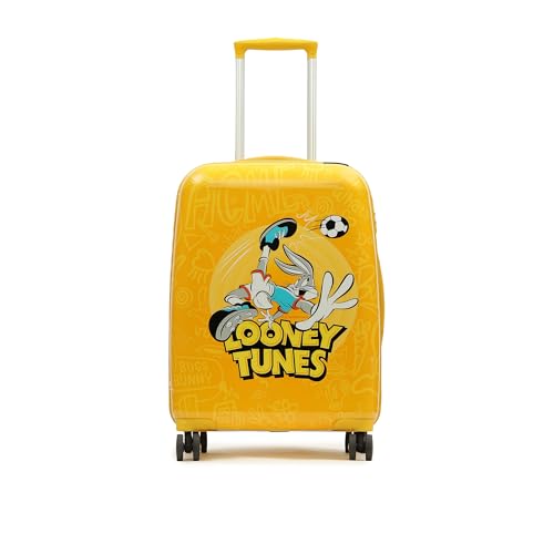 Image of YAYAVAR Looney Tunes Kids Trolley Suitcase - 65L | Hard-Sided Printed Cabin Luggage with 8 Wheels, Number Lock, Scratch Resistant, Lightweight Travel Bag (60cm)